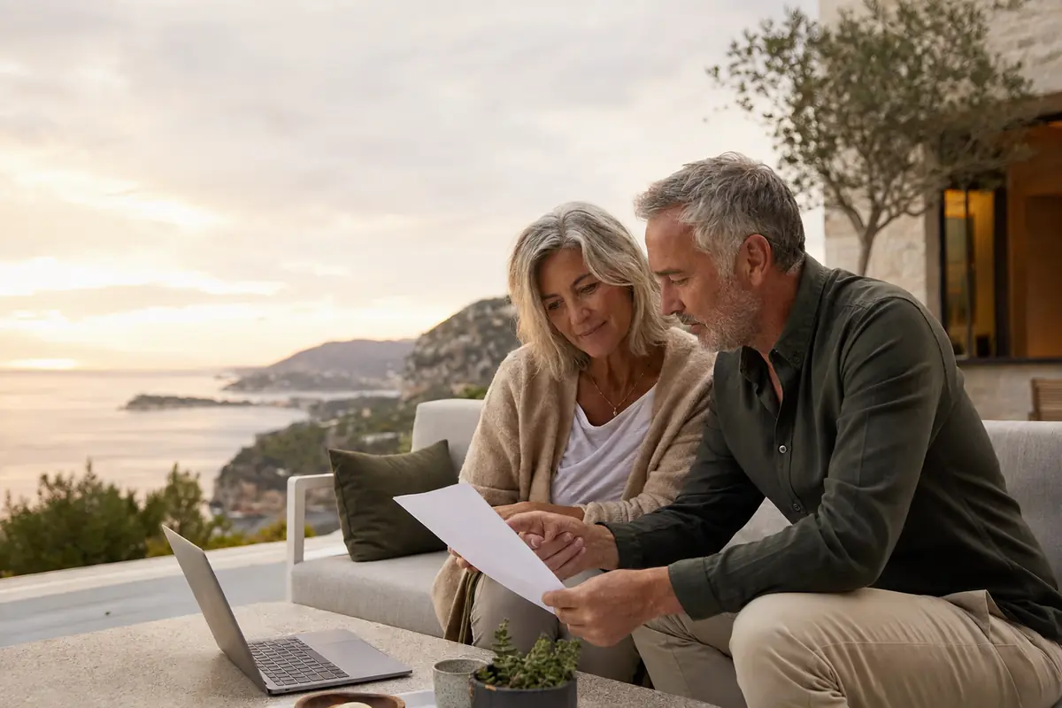 Couple préparant ses différents scénarios de retraite